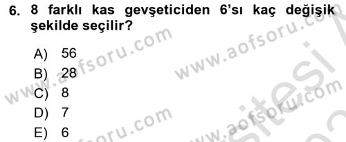 Sağlık Alanında İstatistik Dersi 2020 - 2021 Yılı Yaz Okulu Sınav Soruları 6. Soru