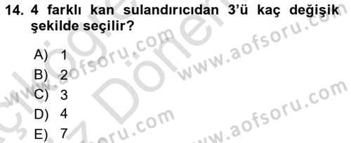 Sağlık Alanında İstatistik Dersi Ara Sınavı Deneme Sınav Soruları 14. Soru