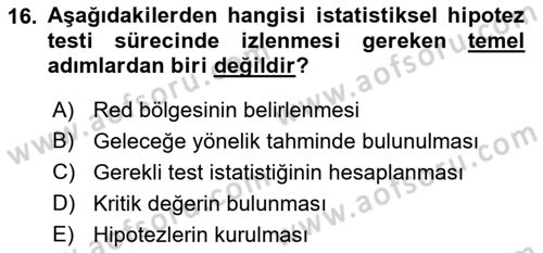 Sağlık Alanında İstatistik Dersi 2021 - 2022 Yılı (Vize) Ara Sınav Soruları 16. Soru