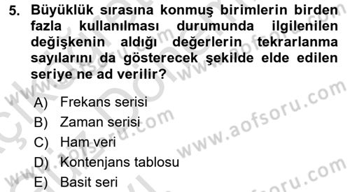 Sağlık Alanında İstatistik Dersi 2021 - 2022 Yılı (Vize) Ara Sınav Soruları 5. Soru