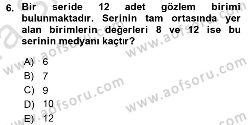 Sağlık Alanında İstatistik Dersi 2021 - 2022 Yılı (Vize) Ara Sınav Soruları 6. Soru