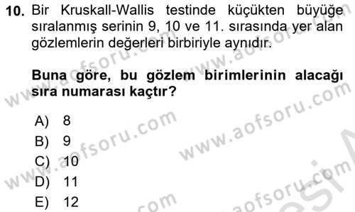 Sağlık Alanında İstatistik Dersi 2021 - 2022 Yılı (Final) Dönem Sonu Sınav Soruları 10. Soru