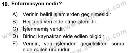 Sağlık Alanında İstatistik Dersi 2021 - 2022 Yılı (Final) Dönem Sonu Sınav Soruları 19. Soru