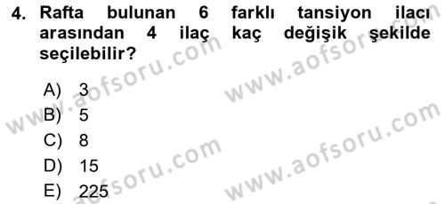 Sağlık Alanında İstatistik Dersi 2021 - 2022 Yılı (Final) Dönem Sonu Sınav Soruları 4. Soru