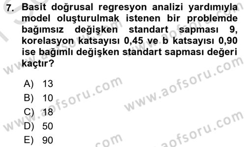 Sağlık Alanında İstatistik Dersi 2021 - 2022 Yılı (Final) Dönem Sonu Sınav Soruları 7. Soru