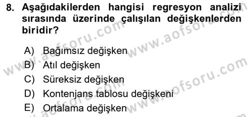 Sağlık Alanında İstatistik Dersi 2021 - 2022 Yılı (Final) Dönem Sonu Sınav Soruları 8. Soru