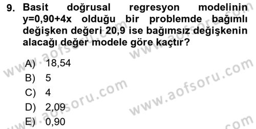 Sağlık Alanında İstatistik Dersi 2021 - 2022 Yılı (Final) Dönem Sonu Sınav Soruları 9. Soru