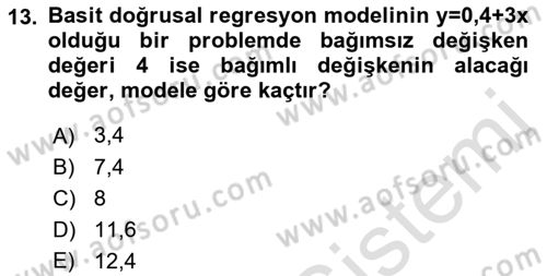 Sağlık Alanında İstatistik Dersi 2021 - 2022 Yılı Yaz Okulu Sınav Soruları 13. Soru