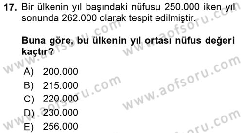Sağlık Alanında İstatistik Dersi 2021 - 2022 Yılı Yaz Okulu Sınav Soruları 17. Soru