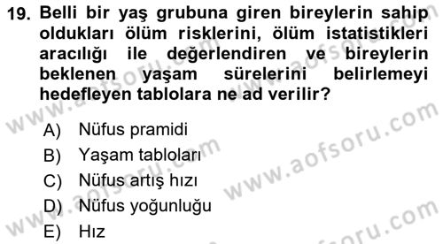 Sağlık Alanında İstatistik Dersi 2021 - 2022 Yılı Yaz Okulu Sınav Soruları 19. Soru