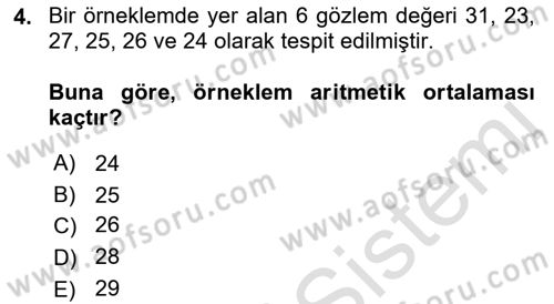 Sağlık Alanında İstatistik Dersi 2021 - 2022 Yılı Yaz Okulu Sınav Soruları 4. Soru