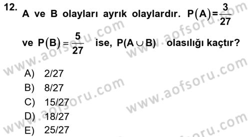 Sağlık Alanında İstatistik Dersi 2022 - 2023 Yılı (Vize) Ara Sınavı 12. Soru