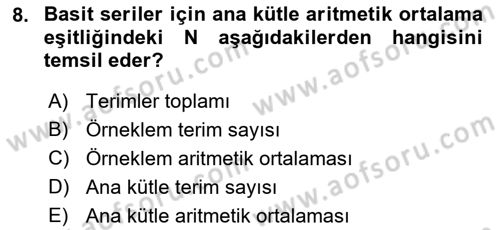 Sağlık Alanında İstatistik Dersi 2022 - 2023 Yılı (Vize) Ara Sınavı 8. Soru