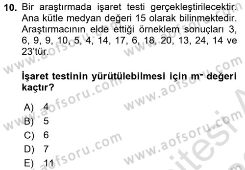 Sağlık Alanında İstatistik Dersi 2022 - 2023 Yılı (Final) Dönem Sonu Sınavı 10. Soru