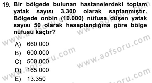 Sağlık Alanında İstatistik Dersi 2022 - 2023 Yılı (Final) Dönem Sonu Sınavı 19. Soru