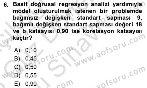 Sağlık Alanında İstatistik Dersi 2022 - 2023 Yılı (Final) Dönem Sonu Sınavı 6. Soru