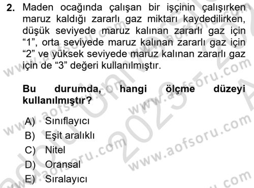 Sağlık Alanında İstatistik Dersi Ara Sınavı Deneme Sınav Soruları 2. Soru