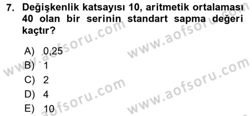 Sağlık Alanında İstatistik Dersi 2023 - 2024 Yılı (Vize) Ara Sınav Soruları 7. Soru