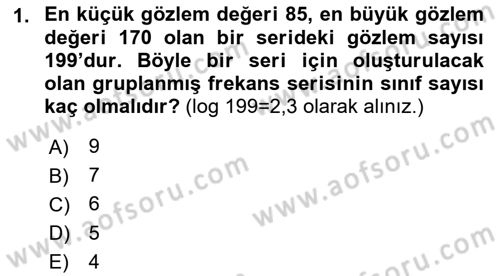 Sağlık Alanında İstatistik Dersi 2023 - 2024 Yılı (Final) Dönem Sonu Sınav Soruları 1. Soru