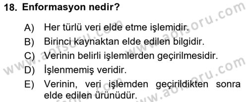 Sağlık Alanında İstatistik Dersi 2023 - 2024 Yılı (Final) Dönem Sonu Sınav Soruları 18. Soru