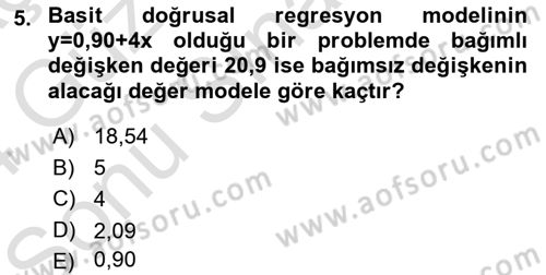 Sağlık Alanında İstatistik Dersi 2023 - 2024 Yılı (Final) Dönem Sonu Sınav Soruları 5. Soru