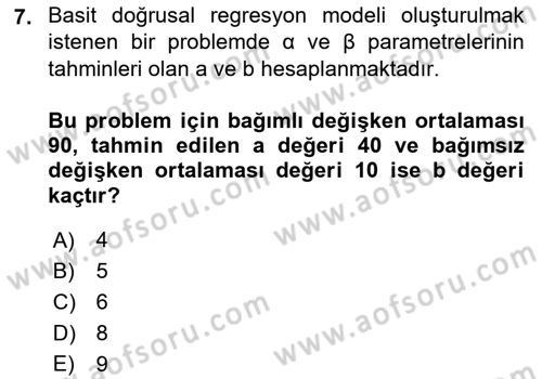 Sağlık Alanında İstatistik Dersi 2023 - 2024 Yılı (Final) Dönem Sonu Sınav Soruları 7. Soru