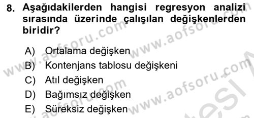 Sağlık Alanında İstatistik Dersi 2023 - 2024 Yılı (Final) Dönem Sonu Sınav Soruları 8. Soru