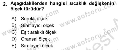 Sağlık Alanında İstatistik Dersi Ara Sınavı Deneme Sınav Soruları 2. Soru