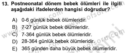 Sağlık Alanında İstatistik Dersi 2024 - 2025 Yılı (Final) Dönem Sonu Sınav Soruları 13. Soru