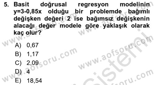 Sağlık Alanında İstatistik Dersi 2024 - 2025 Yılı (Final) Dönem Sonu Sınav Soruları 5. Soru