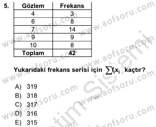 Sağlık Alanında İstatistik Dersi 2024 - 2025 Yılı Yaz Okulu Sınav Soruları 5. Soru