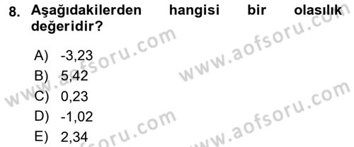Sağlık Alanında İstatistik Dersi 2024 - 2025 Yılı Yaz Okulu Sınav Soruları 8. Soru