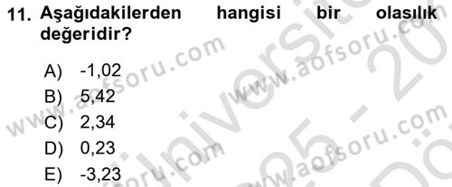 Sağlık Alanında İstatistik Dersi 2025 - 2026 Yılı (Vize) Ara Sınav Soruları 11. Soru