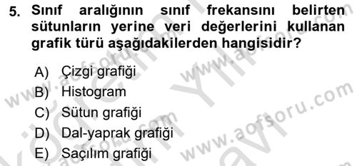 Sağlık Alanında İstatistik Dersi 2025 - 2026 Yılı (Vize) Ara Sınav Soruları 5. Soru