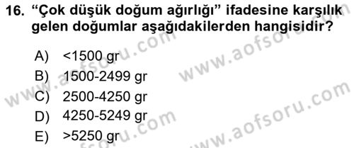 Sağlık Alanında İstatistik Dersi 2025 - 2026 Yılı (Final) Dönem Sonu Sınav Soruları 16. Soru