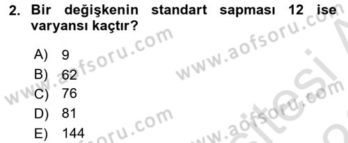 Sağlık Alanında İstatistik Dersi 2025 - 2026 Yılı (Final) Dönem Sonu Sınav Soruları 2. Soru