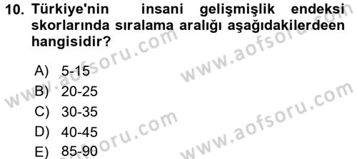 Sağlık Ekonomisi Dersi 2017 - 2018 Yılı (Vize) Ara Sınav Soruları 10. Soru