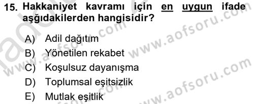 Sağlık Ekonomisi Dersi 2017 - 2018 Yılı (Vize) Ara Sınav Soruları 15. Soru