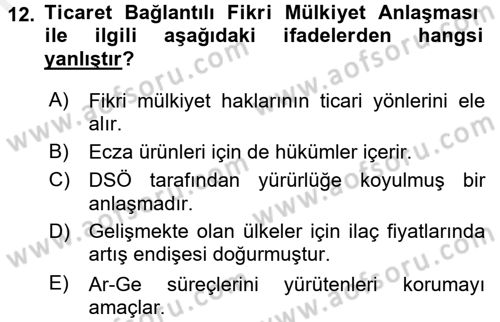 Sağlık Ekonomisi Dersi 2017 - 2018 Yılı (Final) Dönem Sonu Sınav Soruları 12. Soru