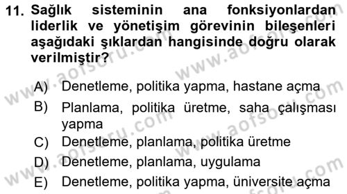 Sağlık Ekonomisi Dersi 2018 - 2019 Yılı 3 Ders Sınavı 11. Soru