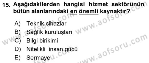 Sağlık Ekonomisi Dersi 2018 - 2019 Yılı 3 Ders Sınavı 15. Soru