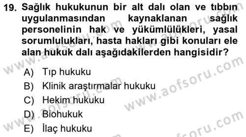 Sağlık Ekonomisi Dersi 2018 - 2019 Yılı 3 Ders Sınavı 19. Soru