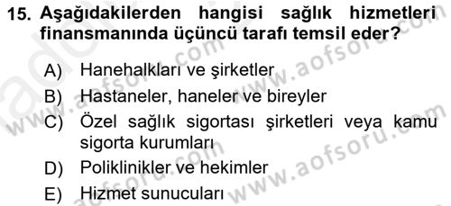 Sağlık Ekonomisi Dersi 2018 - 2019 Yılı (Vize) Ara Sınav Soruları 15. Soru