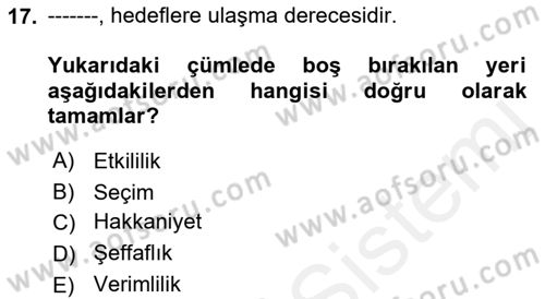 Sağlık Ekonomisi Dersi Ara Sınavı Deneme Sınav Soruları 17. Soru
