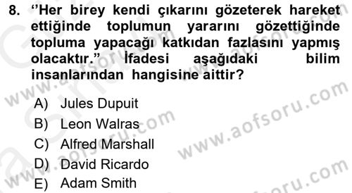 Sağlık Ekonomisi Dersi Ara Sınavı Deneme Sınav Soruları 8. Soru