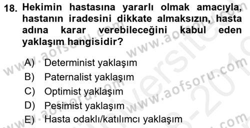 Sağlık Ekonomisi Dersi 2018 - 2019 Yılı (Final) Dönem Sonu Sınav Soruları 18. Soru