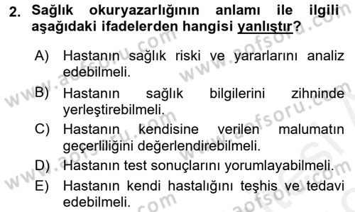 Sağlık Ekonomisi Dersi 2018 - 2019 Yılı (Final) Dönem Sonu Sınav Soruları 2. Soru