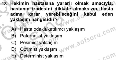 Sağlık Ekonomisi Dersi 2018 - 2019 Yılı Yaz Okulu Sınav Soruları 18. Soru