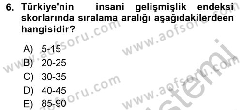 Sağlık Ekonomisi Dersi 2018 - 2019 Yılı Yaz Okulu Sınav Soruları 6. Soru