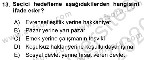 Sağlık Ekonomisi Dersi 2019 - 2020 Yılı (Vize) Ara Sınav Soruları 13. Soru